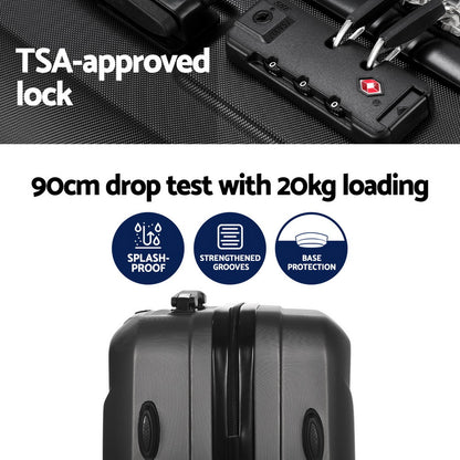 Wanderlite 2pc Luggage 12 20" Trolley Travel Suitcase Storage Carry On TSA Lock Black"