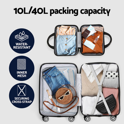 Wanderlite 2pc Luggage 12 20" Trolley Travel Suitcase Storage Carry On TSA Lock Black"
