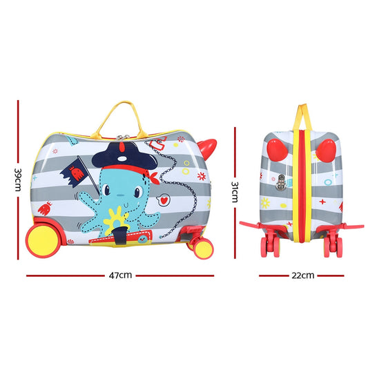 Wanderlite 17 Kids Ride On Luggage Children Suitcase Trolley Travel Octopus"