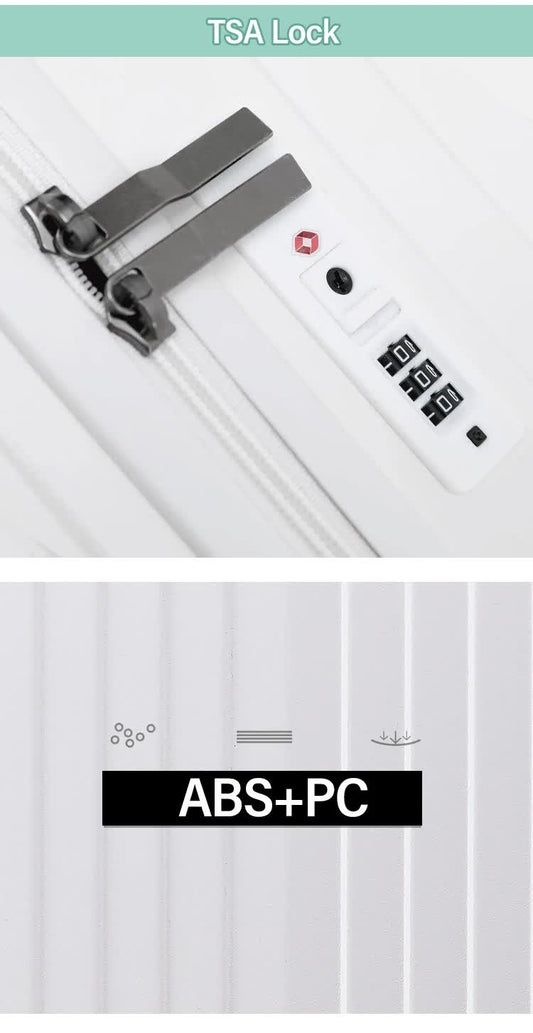 Smart Hard-Shell Luggage with USB Charging Port & Cup Holder - 20 Spinner Suitcase in Blue & White"